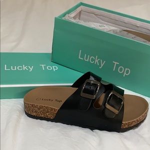 Lucky Top Girl Black Slide Sandals